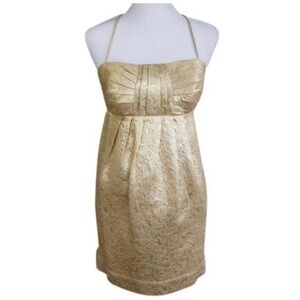 BCBG Paris Empire Waist Spaghetti Strap Gold Dress‎